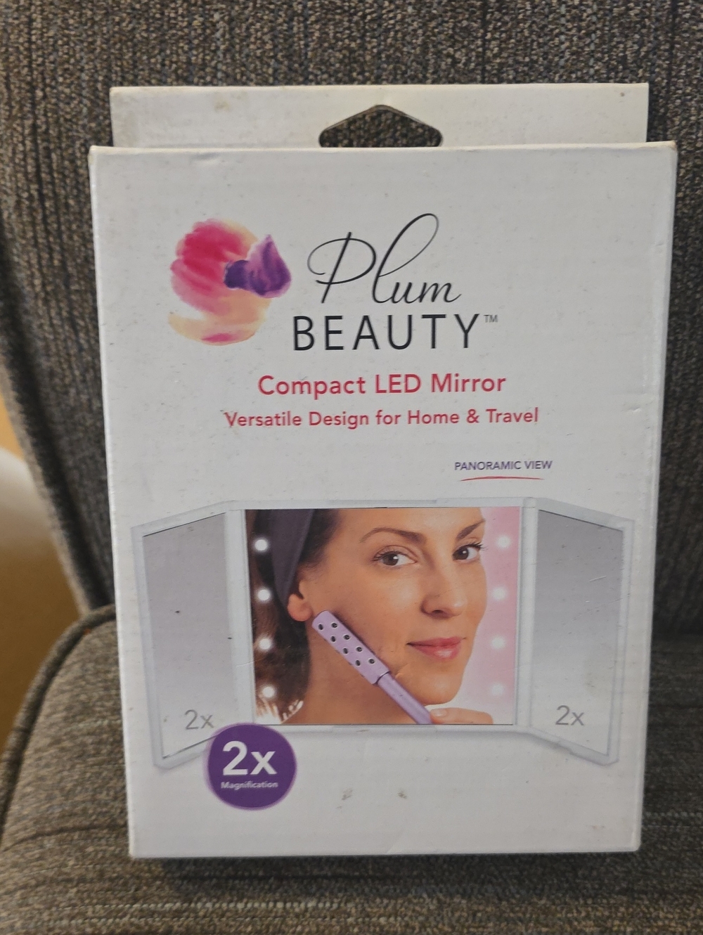 Plum Beauty Compact LED Mirror in Purple - 2x Magnification